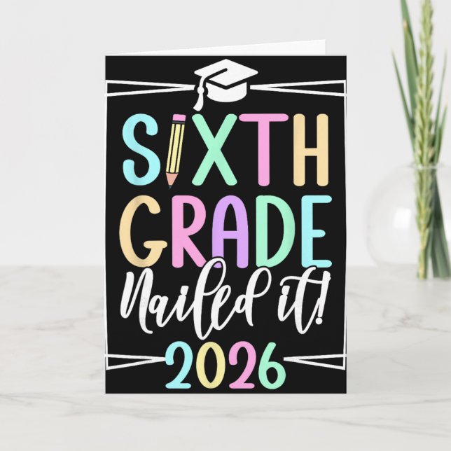 6th Grade 2026 Sixth Grade Graduation  Card (Front)