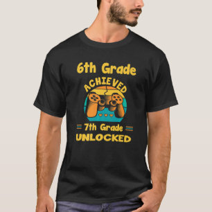 6th Grade Achieved 7th Grade Unlocked Retro Colorf T-Shirt