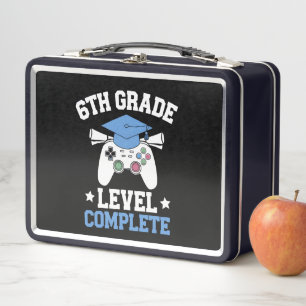 6th Grade Level Complete Gamer Gaming Graduation Metal Lunch Box