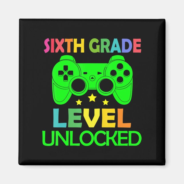 6th Grade Level Unlocked Video Game Back to School Magnet (Front)