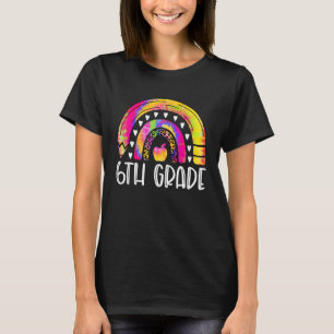 6th Grade Rainbow Leopard Tie Dye Teacher Back To  T-Shirt