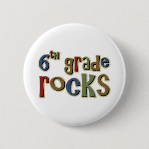 6th Grade Rocks Sixth 6 Cm Round Badge