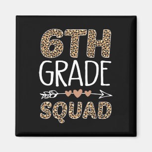 6th Grade Squad Leopard Teacher Student Magnet