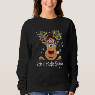 6th Grade Squad Reindeer Led Lights Sweatshirt