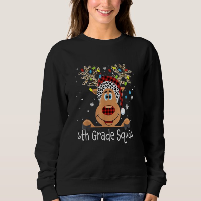 6th Grade Squad Reindeer Led Lights Sweatshirt (Front)