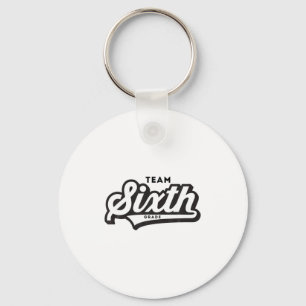 6th Grade Team School Teacher Sixth Baseball Style Key Ring