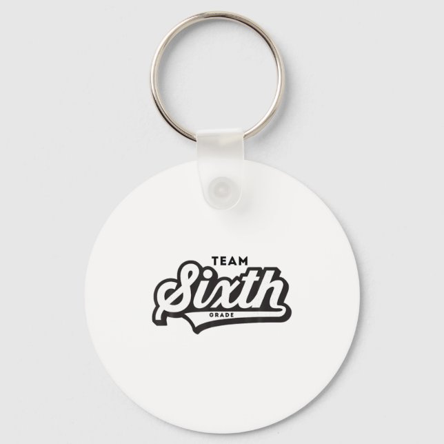 6th Grade Team School Teacher Sixth Baseball Style Key Ring (Front)