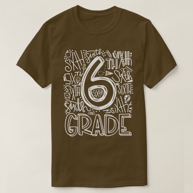 6th Grade Typography Team Sixth Grade Teacher Back T-Shirt (Design Front)