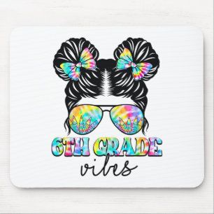 6th Grade Vibes Messy Hair Bun Girl Ck To School F Mouse Pad