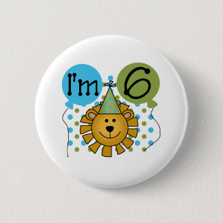 6th Lion Birthday 6 Cm Round Badge