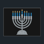 6th Night of Hanukkah Glitter Postcard<br><div class="desc">Hanukkah 2022 will begin in the evening of Sunday 18 December and ends in the evening of Monday 26 December</div>