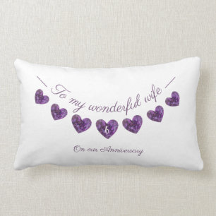 6th or any wedding anniversary wife purple heart lumbar cushion