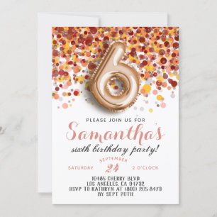 6th Rose Gold Birthday Invitation