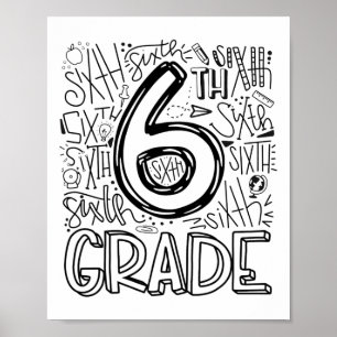 6th Sixth Grade Typography Team Kids Teacher Ck To Poster