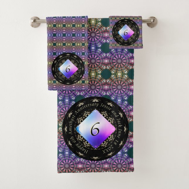 6th Wedding Anniversary Amethyst Bath Towel Set (Insitu)