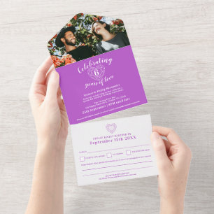 6th wedding anniversary amethyst purple RSVP photo All In One Invitation