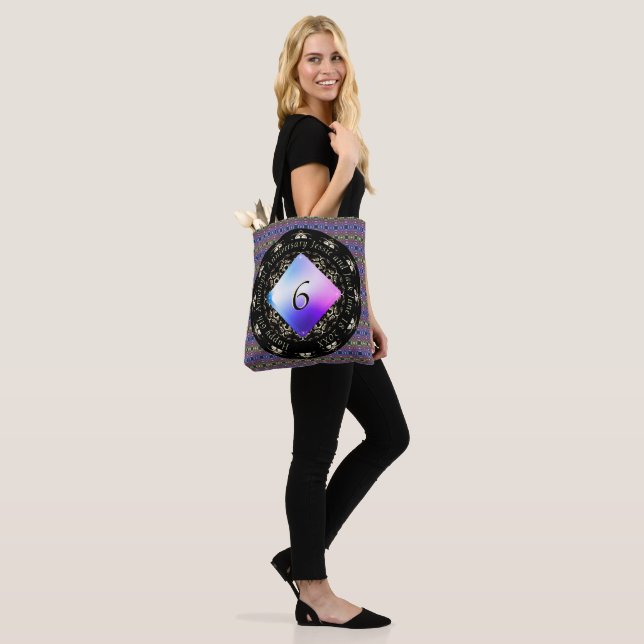 6th Wedding Anniversary Amethyst Round Pillow Tote Bag (On Model)