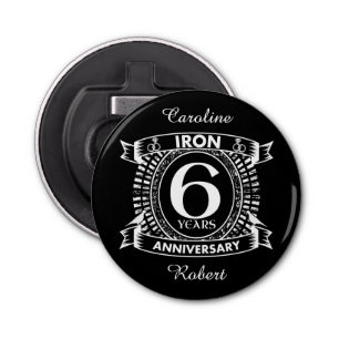 6th wedding anniversary distressed crest bottle opener