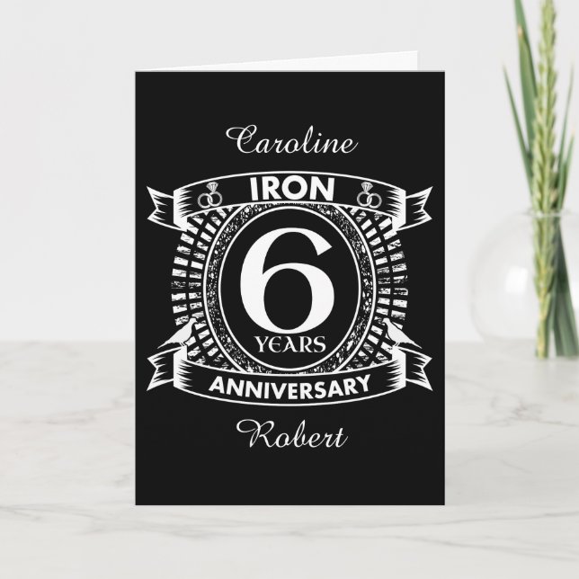 6th wedding anniversary distressed crest card (Front)
