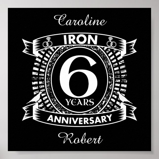 6th wedding anniversary distressed crest poster (Front)