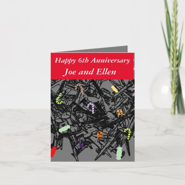 6th Wedding Anniversary, Nails and Candy, Card (Front)