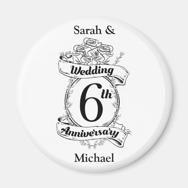 6TH Wedding Anniversary Roses Magnet (Front)