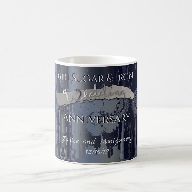 6th Wedding Anniversary Sugar & Iron Steampunk  Coffee Mug (Center)
