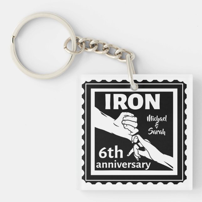 6th wedding anniversary traditional gift iron key ring (Front)