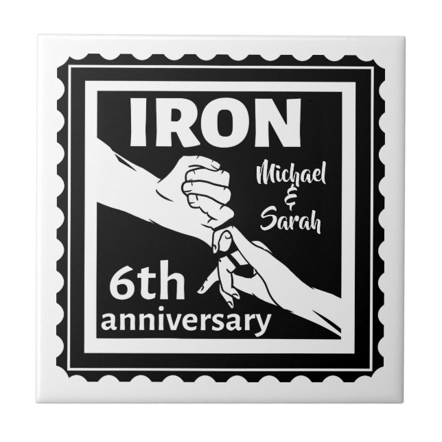 6th wedding anniversary traditional gift iron tile (Front)