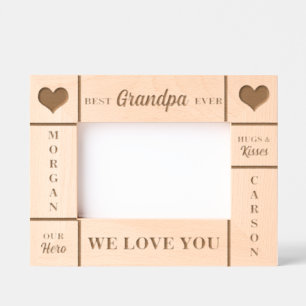 6x4 BEST Grandpa Ever Grandkids Names Etched Frames