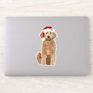 6x6 Custom-Cut Christmas Sticker of golden doodle