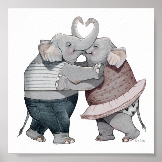6x6 Elephants in Love Print (Front)