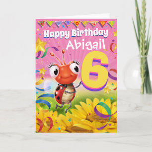 6yrs Custom birthday card Little Ladybug range