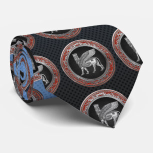 [700] Assyrian Winged Bull - Silver Lamassu Tie