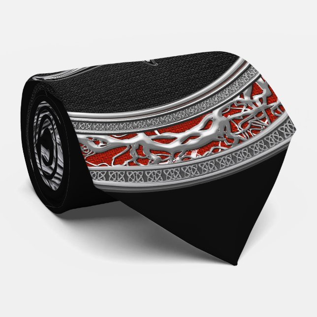 [700] Sacred Silver Scorpion on Black Tie (Rolled)