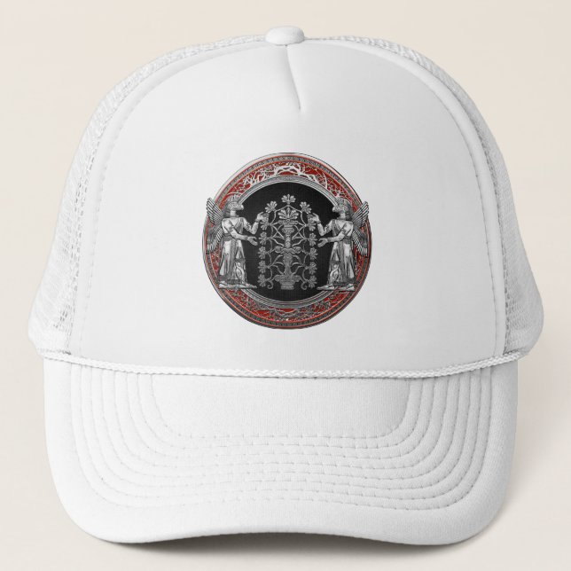 [700] Two Silver Ninurtas with Tree of Life Trucker Hat (Front)
