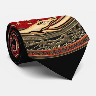 [700] Vegvisir - Viking Gold Magic Runic Compass Tie