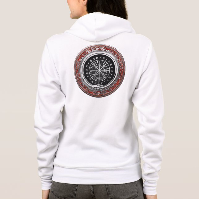 [700] Vegvisir - Viking Silver Magic Runic Compass Hoodie (Back)