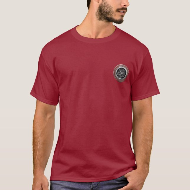 [700] Vegvisir - Viking Silver Magic Runic Compass T-Shirt (Front)