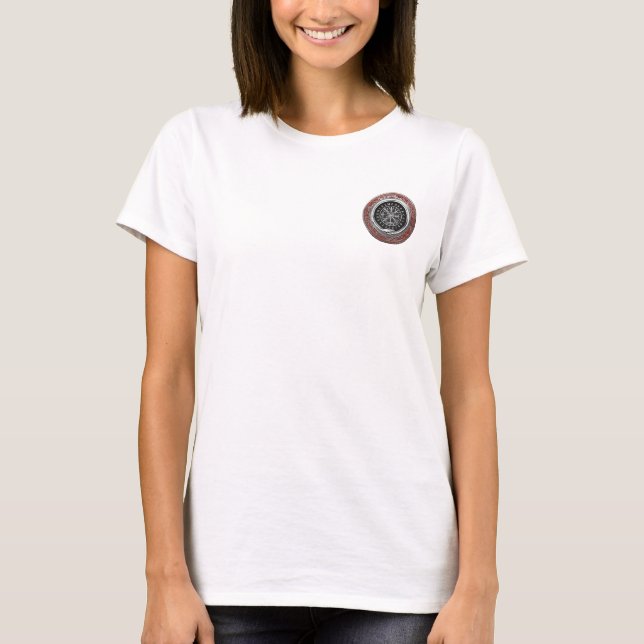 [700] Vegvisir - Viking Silver Magic Runic Compass T-Shirt (Front)