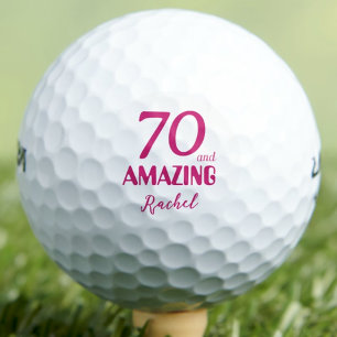 70 and Amazing Friend Gift – Pink 70th Birthday Golf Balls