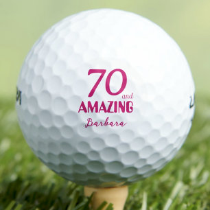 70 and Amazing Mum Gift – Pink 70th Birthday Golf Balls