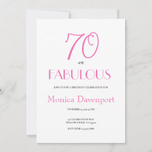 70 and Fabulous 70th Birthday Party Invitation