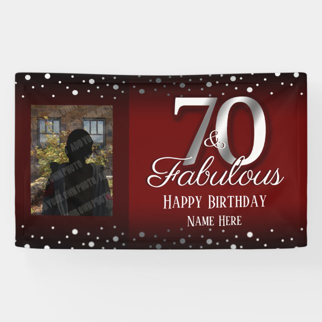 70 and Fabulous Birthday Confetti Photo Banner (Horizontal)