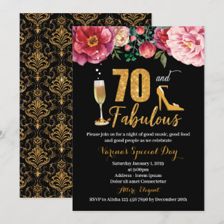 70 and Fabulous Birthday Invitation for Women