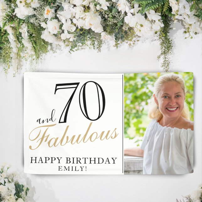70 and Fabulous Elegant 70th Birthday Photo Banner (Creator Uploaded)