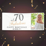 70 and Fabulous Elegant 70th Birthday Photo Banner<br><div class="desc">70 and Fabulous Elegant 70th Birthday Photo Banner. Great sign for the 70th birthday party with a custom photo, inspirational and funny quote 70 and fabulous. Personalise the sign with your photo, your name and the age, and make your own birthday party banner. It`s great for a woman`s birthday party....</div>