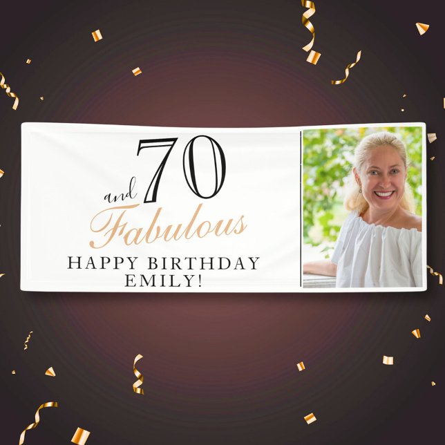 70 and Fabulous Elegant 70th Birthday Photo Banner (Creator Uploaded)