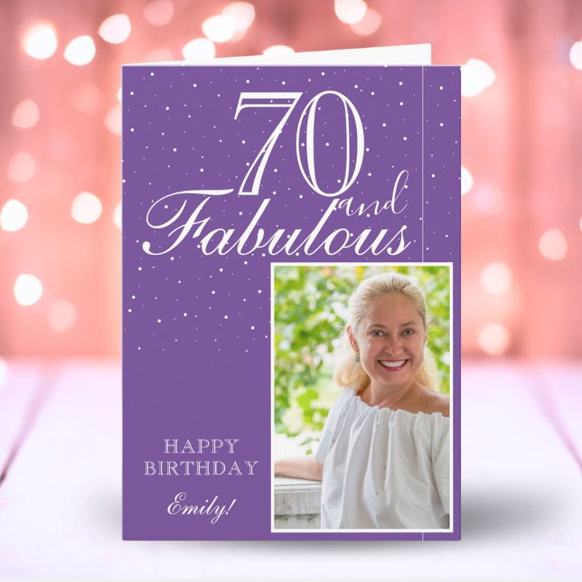 70 and Fabulous Elegant 70th Birthday Photo  Card (Creator Uploaded)
