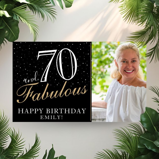 70 and Fabulous Elegant Black 70th Birthday Photo  Poster (Creator Uploaded)